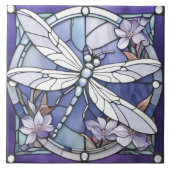 Carreau Fleur en verre tendu de libellule bleu foncé (Devant)