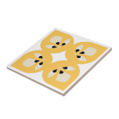 Carreau Fleur ethnique orange jaune et noir (Côté)