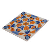 Carreau Fleur Florale Géométrique Bleu Orange Méditerranée (Côté)