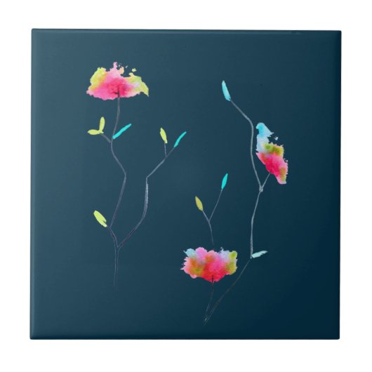 Carreau Fleur florale simple et moderne Art d'automne (Devant)