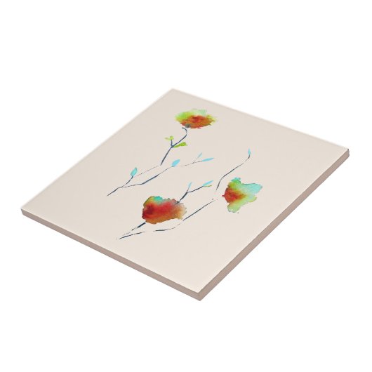 Carreau Fleur florale simple moderne Art d'automne (Côté)