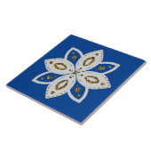 Carreau fleur folklorique 1 bleu clair 1 et blanc (Côté)