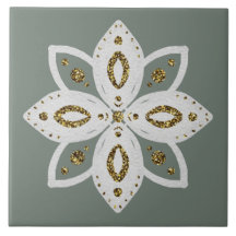 fleur folklorique 1 lite vert et blanc