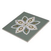 Carreau fleur folklorique 1 lite vert et blanc (Côté)