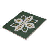 Carreau fleur folklorique 1 verte et blanche (Côté)