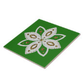 Carreau fleur folklorique 1 verte et blanche (Côté)