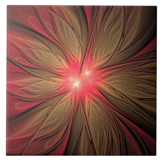 Carreau Fleur fractale de fansy rouge (Devant)