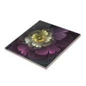 Carreau Fleur fractale grise et pourpre moderne abstraite (Côté)