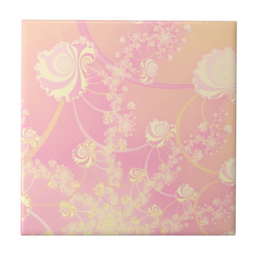 Carreau Fleur fractale rose pastel Rose (Devant)