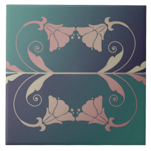 Carreau Fleur fuschia Art nouveau