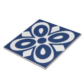 Carreau Fleur géométrique abstraite bleu blanc (Côté)