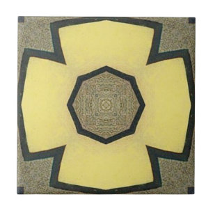 Carreau Fleur géométrique symétrique jaune vintage