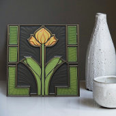 Carreau Fleur géométrique Tulipe Jaune du milieu du siècle