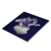 Carreau Fleur Iris à fond bleu et blanc (Côté)