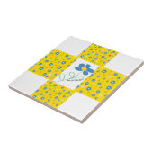 Carreau Fleur jaune et bleu (Côté)