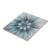 Carreau Fleur joyeuse abstraite florale fractale bleue gri (Côté)