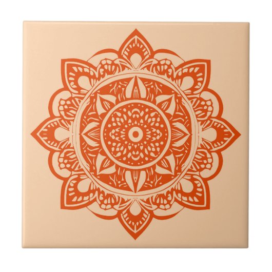 Carreau Fleur Mandala en Mandarin Orange (Devant)