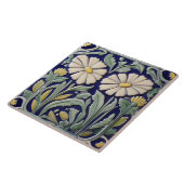 Carreau Fleur marguerite Art Déco Nouveau Vert Bleu (Côté)