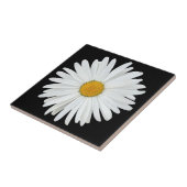 Carreau Fleur marguerite blanche sur Floral noir (Côté)
