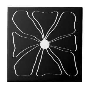 Carreau Fleur moderne Abstraite Art fin noir et blanc