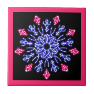 Carreau Fleur néon bleue et rouge