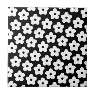 Carreau Fleur noire et blanche Motif Y2K
