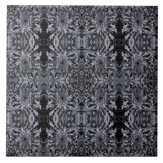 Carreau Fleur noire et grise Dahlia (Devant)