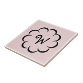 Carreau Fleur noire monogramme sur Rose Dusty clair (Côté)