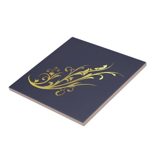 Carreau Fleur Or Abstraite de luxe Faux (Côté)