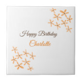 Carreau Fleur orange brune heureux anniversaire ajouter no (Devant)
