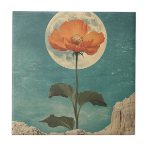 Carreau Fleur orange Lune - Charme Boho Vintage