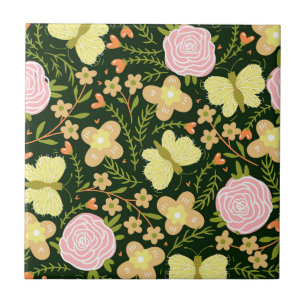 Carreau Fleur papillon