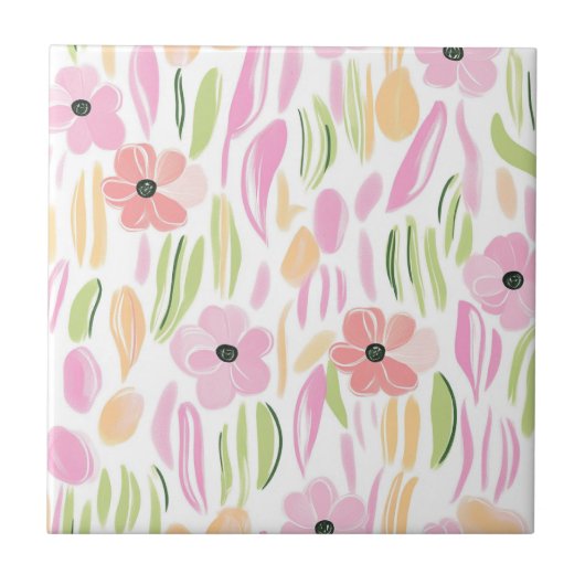 Carreau Fleur pastel rétro (5) (Devant)