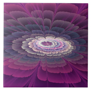 Carreau Fleur rayante Coloré Abstrait Fractal Art rose