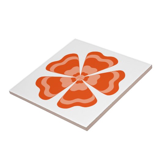 Carreau Fleur Rétro de Style Orange (Côté)