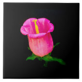 Carreau Fleur rose sur Noir (Devant)