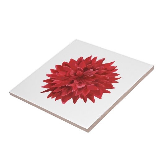 Carreau Fleur rouge aquarelle (Côté)