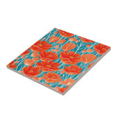 Carreau Fleur rouge botanique (Côté)