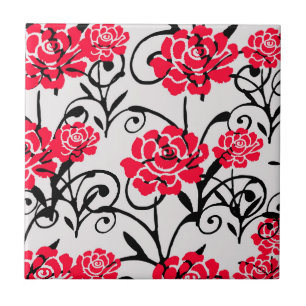 Carreau Fleur rouge Floral Illustration Motif Design