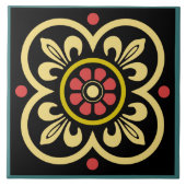 Carreau Fleur rouge médiévale Lys Vintage Motif (Devant)