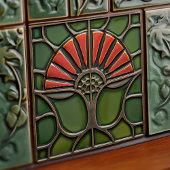 Carreau Fleur rouge Symétrie du milieu du siècle Arts et a