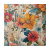 Carreau Fleur rustique colorée (Devant)