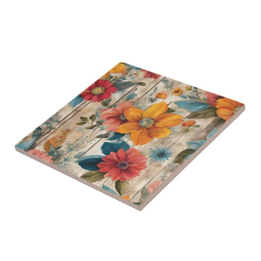 Carreau Fleur rustique colorée (Côté)