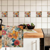 Carreau Fleur rustique colorée