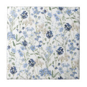 Carreau Fleur sauvage aquarelle bleue (Devant)