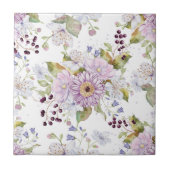 Carreau Fleur sauvage aquarelle rose blanc violet (Devant)