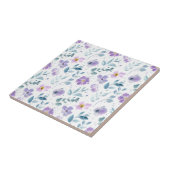 Carreau Fleur sauvage aquarelle verte violette (Côté)