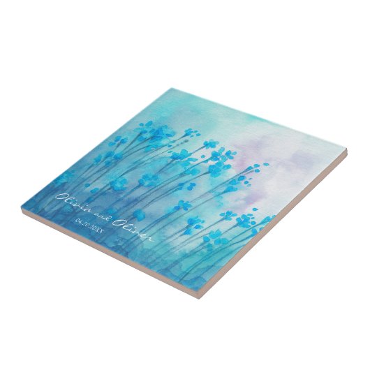 Carreau Fleur sauvage bleu (Côté)