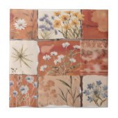 Carreau Fleur sauvage en terre cuite Patchwork Rustique Bo (Devant)