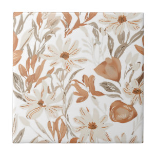 Carreau Fleur sauvage en terre cuite Russe Boho Accent mur